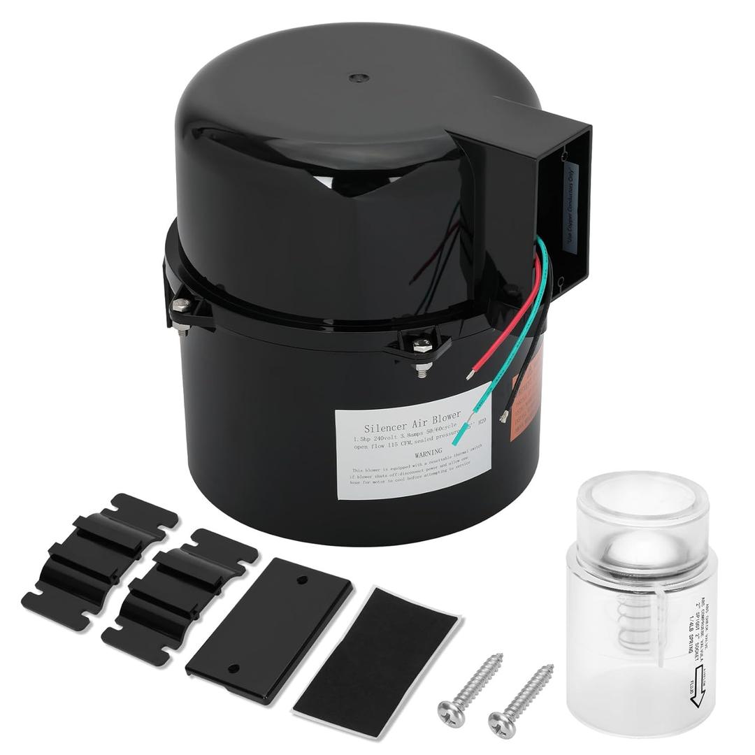 6316220F Silencer Spa Blower, 1.5 HP 240V 3.8A High-Performance Motor, Quiet and Shock-Absorbing Operation, OEM-Style Replacement for Hot Tubs and Spas, Fits Standard 2" Plumbing, Easy Installation