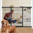 60.2"-65.7" Extra Wide Baby Gate for Doorways Hallways, 30 in Tall Dog Gates with Door No Drill, Auto Close Child Safety Gate for Pet Kid Doggie Cat Proof, Large Long Dog Barrier Indoor House, Black