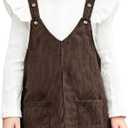 6T Toddler Little Girl V Neck Corduroy Pinafore Overall Jumper Dress Turtleneck Long Sleeve T-Shirt and Knee-Length Dresses Set 2 Pieces Fall Winter Outfits Size 6 Spring Clothes, 6-7 Years, Coffee