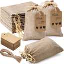 Homum 25Pcs Premium Burlap Gift Bags with Drawstring and 25Pcs Gift Tags & String, 4x6 Inch Reusable Gift Burlap Linen Sacks Bag for Wedding Favors Party Jewelry Pouches, Christmas, Coffee, DIY Craft (1 Count (Pack of 25))