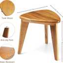 Teak Shower Stool, Teak Shower Bench, 12'' Spa Shower Foot Rest for Shaving Legs, Waterproof Wood Chair for Inside Shower, Organizer Wooden Stool, Corner Seat for Bathroom Livingroom
