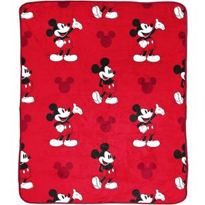 Jay Franco Disney Mickey Mouse Plush Throw Blanket - Measures 50 x 60 Inches - Kids Super Soft Red Fleece Bedding