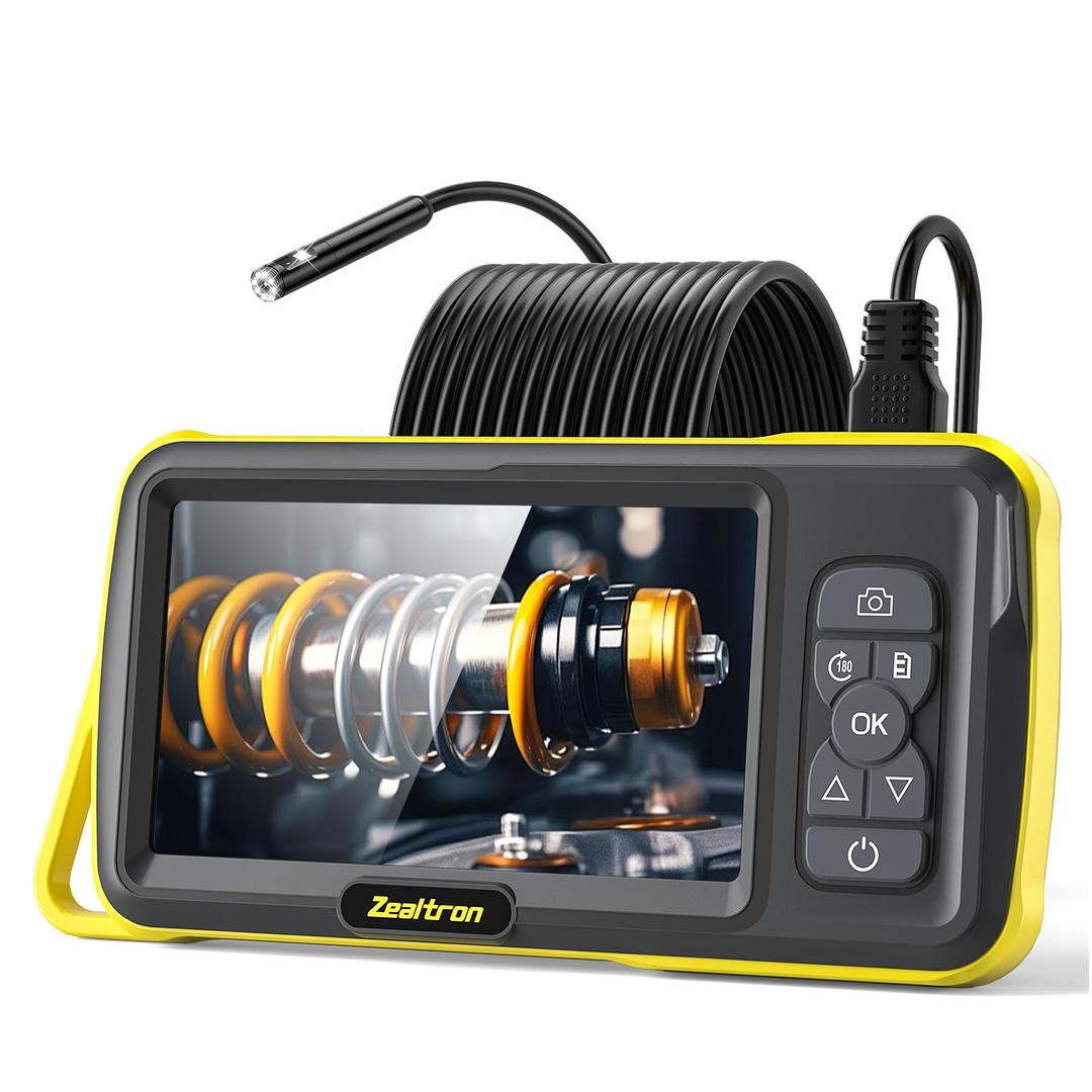 Dual Lens Borescope with 5" IPS Screen, Endoscope Camera with Lights 16.5FT Semi-Rigid Cable, 1080P Inspection Camera, Supports Memory Cards with Photo and Video Capabilities