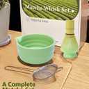 Vaiheng Matcha Whisk Set with Matcha Bowl, Matcha Whisk Holder Matcha Bamboo Whisk, Scoop, Sifter, Unique Gifts for Women Men Girl Friend Home Kitchen DecorLight Green