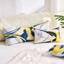 Lumbar Pillow Cover 14x36 for Bed Decor Blue Body Pillowscase Navy Blue and Yellow Abstract Striped Decorative Cushion Covers for Farmhouse Sofa Couch Bed Living Room Boho Modern Decoration Pack of 1