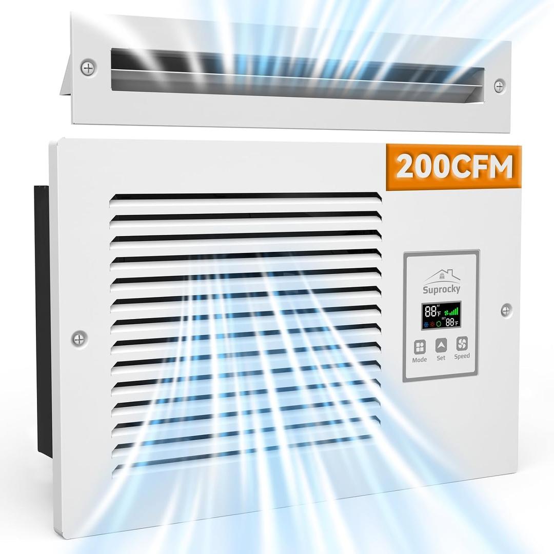 Room to Room Air Transfer Fan, 3-Speeds, 200 CFM, Hardwired RTR140 | Intelligent Through-Wall Fan with Built-In Temperature Sensor for Room-to-Room Ventilation and Energy-Efficient Operation