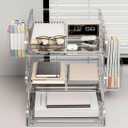Clear Acrylic Desk Organizer, Multi-Tier Letter Tray with Pen Holder, Office Storage for Documents and Supplies