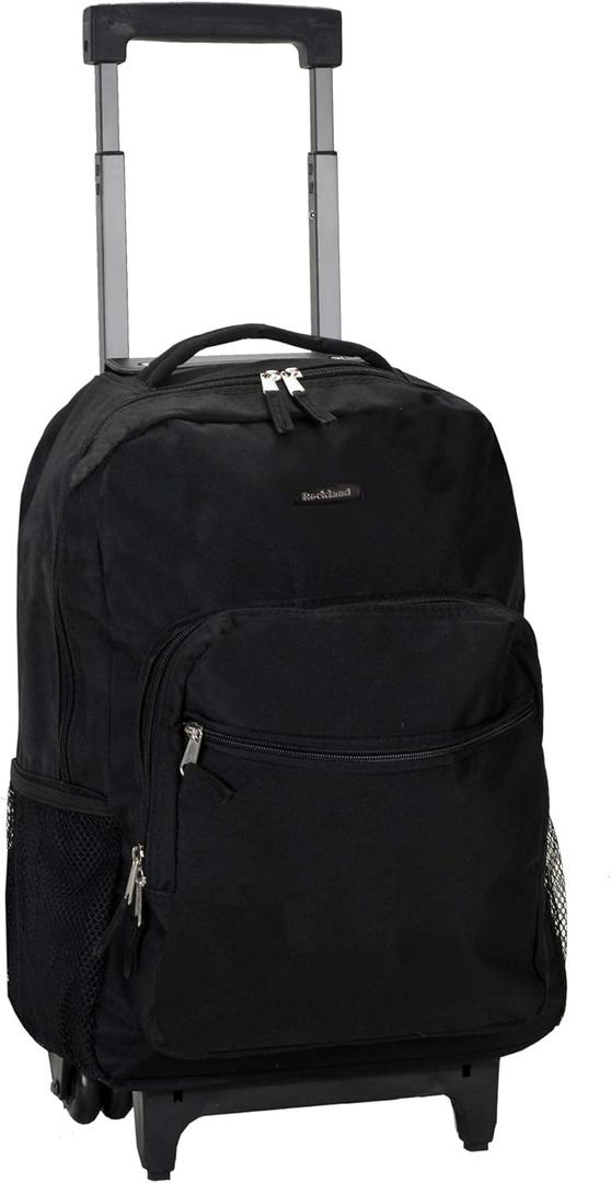Rockland Double Handle Rolling Backpack, Black, 17-Inch (One Size)