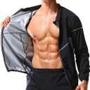 LAZAWG Sauna Suit Long Sleeve Sauna Jacket for Men Sweat Suit Zipper Sweat Shirt Top for Gym Workout Exercise Size XXXL