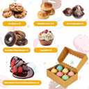 50Pcs 9x6x3 Inch Cookie Boxes with Window, Loaf Cake Boxes Brown Pastry Containers Bakery Boxes for Roll Cakes, Candies and Pastries, Desserts, Muffins, Donuts