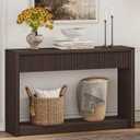 BON AUGURE Entryway Console Table with 2 Fluted Drawers, 47" Walnut Brown
