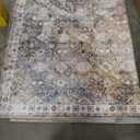  GENIMO 10x14 Area Rugs for Living Room, Non Slip Machine Washable Vintage Rugs, Low Pile Lightweight Chenille Print Large Rug for Bedroom, Dining Room, Home Office, Light Taupe Brown