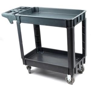 Heavy Duty Rolling Utility Service PP Cart with Wheels for Warehouse/Garage/Restaurants/Offices, 2-Tier HDPE Shelves, 600 lbs Capacity, 5" Caster Wheels (SC2500)