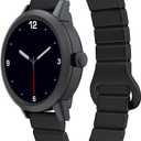 KAVVO Macaron 36mm Round Stylish Watch, 1.106'' AMOLED Retina Screen, Always-on Display, Silicone Magnetic Suction Strap, Female Health Record, Waterproof(Mistic Black)