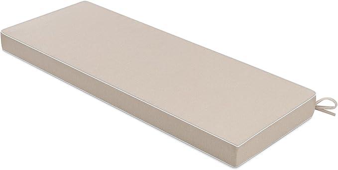 MIULEE Beige Outdoor Bench Cushion Set of 1, 48x18x3 Inch Waterproof Patio Seat Cushions for Swing and Outdoor Furniture Couch Sofa, 3 Year Color Fastness High Density Foam with Adjustable Ties