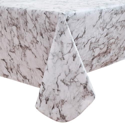 HRNJJYP Heavy Duty Vinyl Tablecloth with Flannel Backing Waterproof Oil-Proof Plastic Table Cloth Stain-Resistant Wipeable Rectangle or Square Table Cover for Dining, Camping (Marbling, 54X54 Inch)