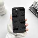 NITITOP Compatible with iPhone 13 Mini Case Cute Cherry Bow Ribbon Pattern for Girls Women Soft TPU Durable Full Camera Lens Shockproof Protective Cover - Black