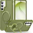 for Samsung Galaxy S26 Case with Magnetic Stand, Green | Crystal Clear Case,Rigorous Drop Protection, Great Grip Feeling, Slim Shockproof Phone Cover
