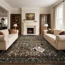 Vintage Floral Area Rug 8x10: Soft Washable Brown Carpet Living Room
Oriental Style Perfect for Sofa Area Bedroom Study Non-slip Stain Resistant Easy to Clean Low-Pile 0.2in Fits under Furniture