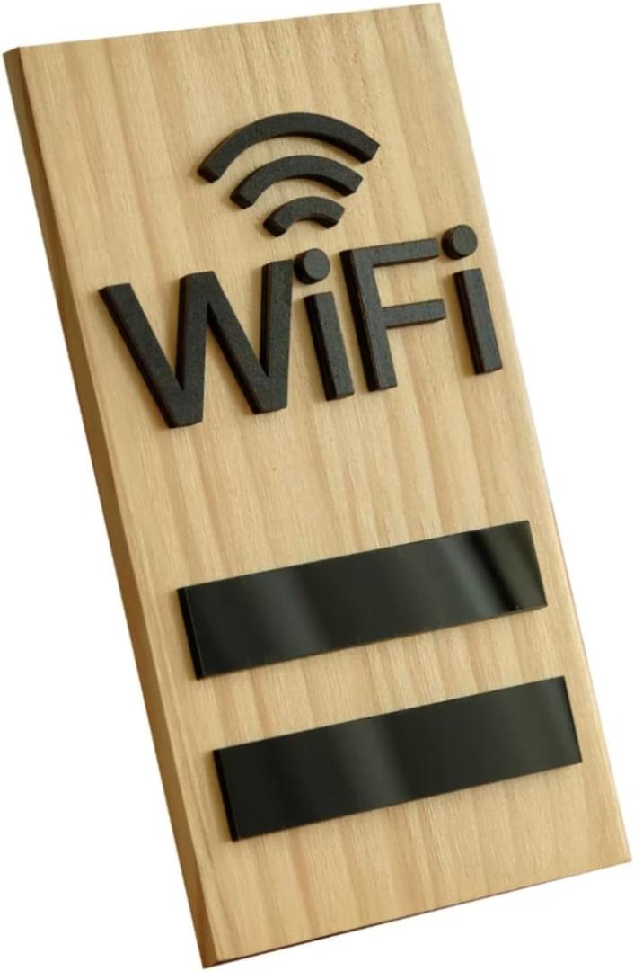 Reusable Wooden WiFi Sign, WiFi Password Board for Wall and Tabletop, Dry Erase Guest WiFi Sign for Home, Office, Cafe, Farmhouse Rustic Decor