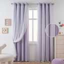 MYSKY HOME Lilac Curtains for Girls Bedroom & Nursery Kids Purple Lavender Blackout Curtains Double Layer with Polka Dots Sheer, Grommet Tops, 52x95 Inch, 2 Panels