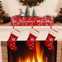 CIEOVO Christmas Stocking Holder Decorative Wooden Box with Hooks Mantle Stockings Hanger Christmas Decoration Gift Box Stocking Holder for Xmas Holiday Festival Fireplace Mantel