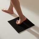 TYUU Black Small Bathroom Rugs, Non Slip Washable Bath Rugs Super Absorbent Bathroom Rug Thin Quick Dry Low Pile Bath Mats, Black 12''x12''