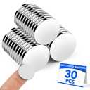 30 Pack Rare Earth Neodymium Magnets, 20x2mm, Silver, Round, Nickel Silver, Refrigerator, Whiteboard, Kitchen Cabinet Magnets