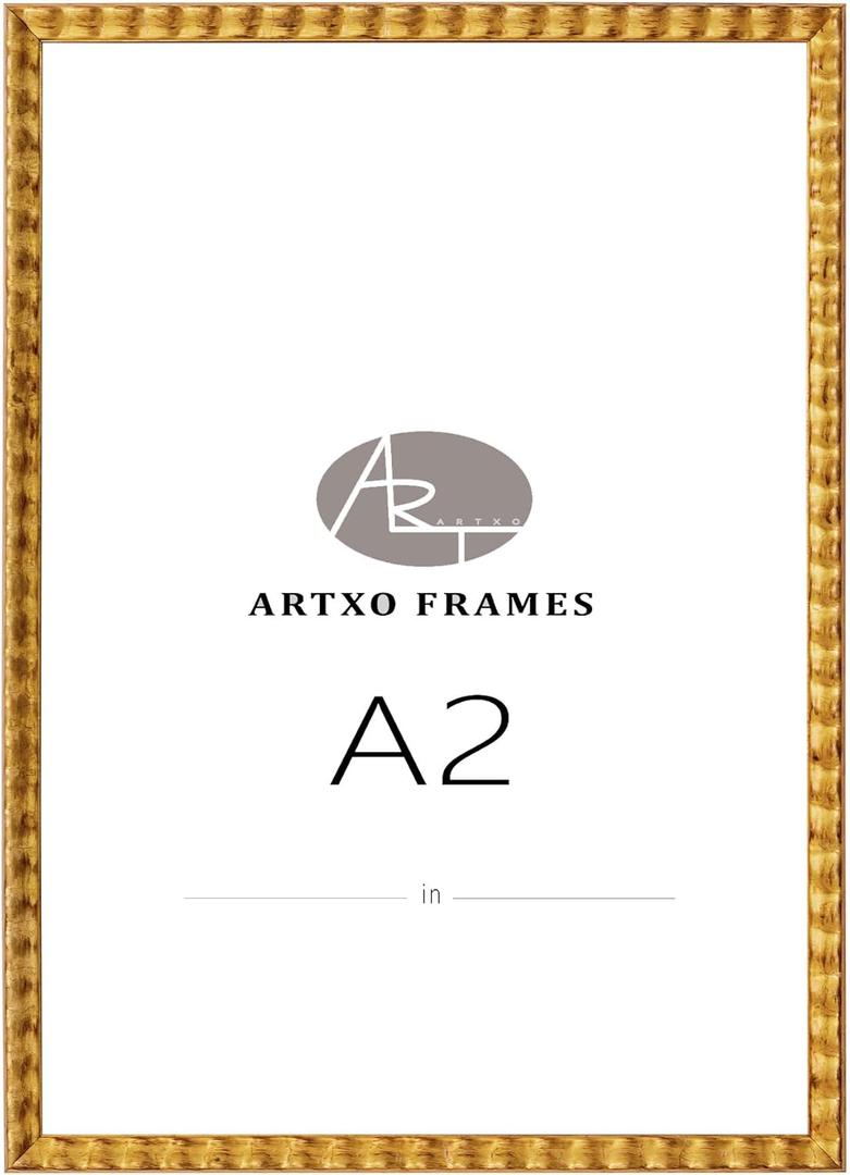 A2 Rich Coffee Brown Wooden Picture Frame Without mat - Shatter-Resistant Acrylic Glass, Dual Hanging Hooks for Wall Display - Versatile Horizontal/Vertical Orientation, Home & Office Decor (18"x24", Gold33)