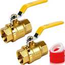 2 Pack 1-1/2" Full Port Brass Ball Valve Heavy Duty, Water Shut Off Ball Valve 1-1/2inch, NPT Female x Female Thread, 600 WOG Water Control Valve Connector Fitting