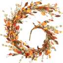 Fall Decor, Fall Garland, 6FT Autumn Eucalyptus Leaves Harvest Festival Thanksgiving Christmas Hanging Garlands for Home Wedding Mantle Indoor Window Wall Arch Background Decoration
