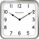 Presentime & Co 16" Anton Vintage Square Clock, Silent No Ticking, Wall & Mantel 2 in 1 Clock, Desk and Shelf Clock, Tabletop Dcor, Modern Silver Color