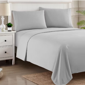 MyOwn Queen Sheet Set - Double Brushed Microfiber Bedding Set, 4 Piece Deep Pocket Queen Sheets - Ultra Soft, Easy-Fit, Wrinkle Free, Quick Dry, Easy Care - Light Gray