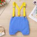 IMEKIS Baby Boy Half 1st Birthday Outfit Baseball Dount Romper Suspenders Shorts Crown Cake Smash Photoshoot Clothes (6-12 Months)