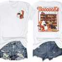 Halloween Teacher Shirts Women Spooky Teachers T-Shirt Cute Ghost Pumpkin Graphic T Shirt Teach My Boo Reading Tops Size L