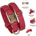Didog Soft PU Leather Dog Collar, Stylish Quick Released Dog Collars for Medium Dogs, Easy Clean Adjustable Pet Collar for Daily Walking, Red, M Fit 14-18" Neck