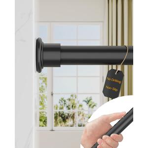 ALLZONE Tension Curtain Rod for Window, 83-123 Inches, Heavy Duty Curtain Rods No Drilling, Non-Slip Bathroom Shower Tension Rod, Renter Friendly, Adjustable, Spring Loaded, Extra Long, Black