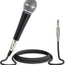 Pyle Karaoke Microphone, Dynamic Mic for Singing, Microphone with Moving Coil, Cardioid, Unidirectional, Inc 15ft XLR Audio Cable to 1/4" Audio Connection