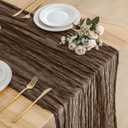 Brown Cheesecloth Table Runner 3 Pack 35" Boho Gauze Table Runner 120 inches Long Rustic Sheer Fabric Bulk for Baby Shower Wedding Bridal Birthday Party Picnic Decorations