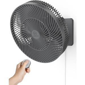 12" Wall-Mounted Oscillating Fan with Remote & Timer, Compact Bedroom/RV Fan - 4 Speeds, Quiet 90Rotation, Adjustable Tilt, 8.2 ft Cord for Bathroom & Home Cooling, Include Adapter, Easy to Clean (Grey)