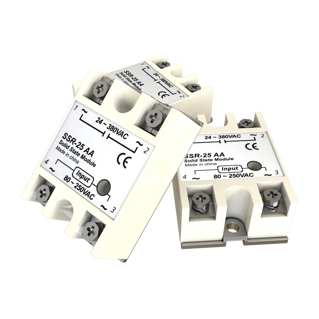 SSR-25AA Single Phase Solid State Relay 25A AC to AC Relay Input 80-250V AC to Output 24-380V AC 25A 3PCS