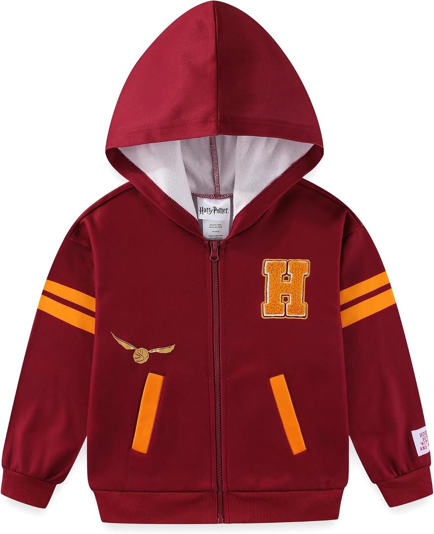 Harry Potter Hogwarts Full Zip Up Hoodie for Big Kids, 4