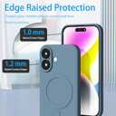 4 x Slim Designed Magnetic for iPhone 16 Case, Compatible with Magsafe, Shockproof, Anti-Fingerprint/Scratch/Drop, Liquid Silicone Case for iPhone 16 - Blue