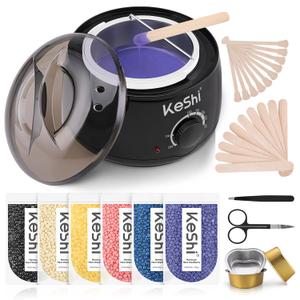 KeShi Waxing Kit, Painless Hair Removal Wax Warmer with 6 Bags Hard WaxBeans for Full Body, Legs, Face, Eyebrows & Bikini Ideal for Both Women & Men (Dark Black) KeShi Waxing Kit, Painless Hair Removal Wax Warmer with 6 Bags Hard WaxBeans for Full Body, Legs, Face, Eyebrows & Bikini Ideal for Both Women & Men (Dark Black)