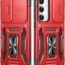 Case for Galaxy S24 Plus/S25 Plus with 360 Spin Stand [Magnetic Ring Stand] [Sliding Camera Cover] Military Grade Lens Protection Case for Samsung S24 Plus/S25 Plus 6.7", Red