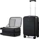 MILADA 20 Inch Expandable Carry On Luggage 22x14x9 Airline Approved with Wheels Top Opening Lightweight PC Hard Shell Suitcases Carry On Bag Rolling Luggage for Travel TSA Approved Luggage, Black