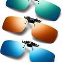Polarized Clip-on Sunglasses 3 PACK Anti-Glare UV Protection Flip-up Sunglasses Over Prescription Glasses (Blue&Orange&Green)