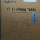 Folding Table 6ft Portable Heavy Duty Plastic Fold-in-Half 6 Foot Foldable Table Utility Dining Indoor Outdoor with Carrying Handle for Camping Picnic and Party, Black