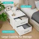 BOLUO Stackable Storage Drawers Narrow Closet Organizers and Storage Fabric White 2 Drawer Dresser for Bedroom 2 Packs Modern