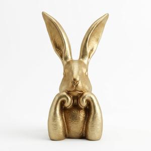 Pure Compression Easter Bunny Decor for Home - Gold Brass Thinking Bunnies Figurines Statues Home Decor - Spring Decorative Rabbits